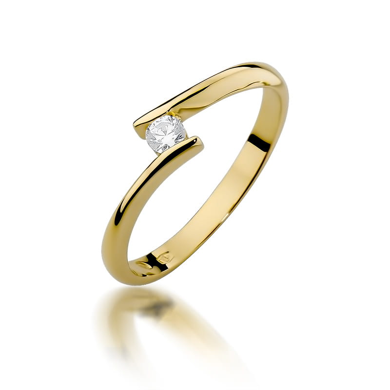 W371 Diamantový prsteň 0,09ct žlté zlato Au 585/1000 2