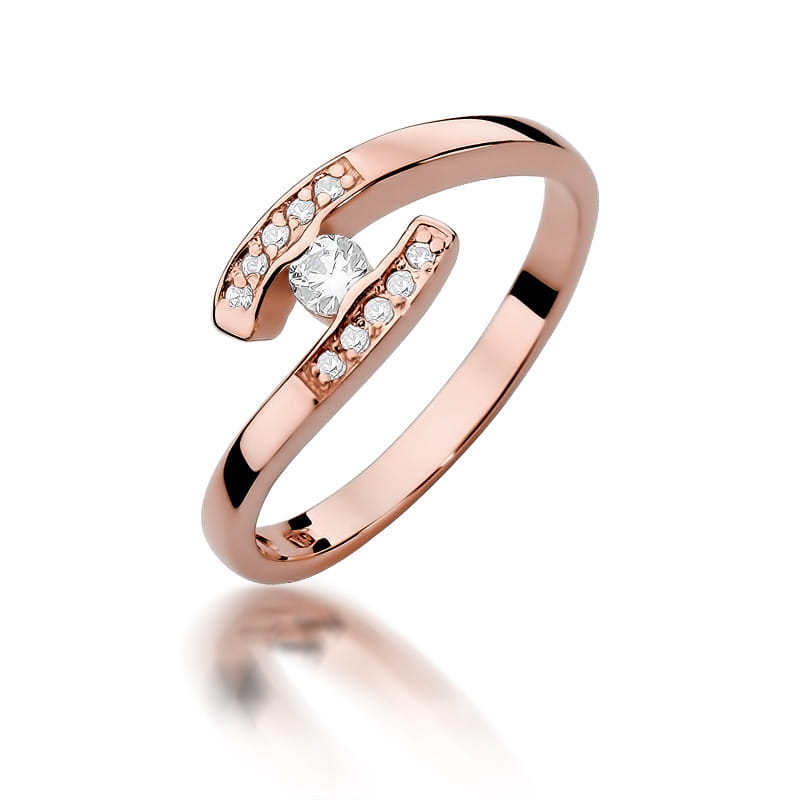 W372 Diamantový prsteň 0,10ct ružové zlato Au 585/1000 2
