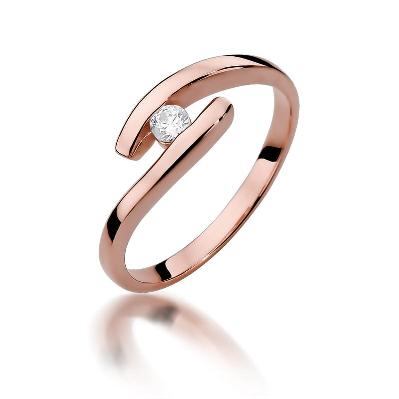 W373 Diamantový prsteň 0.09ct ružové zlato Au 585/1000 2