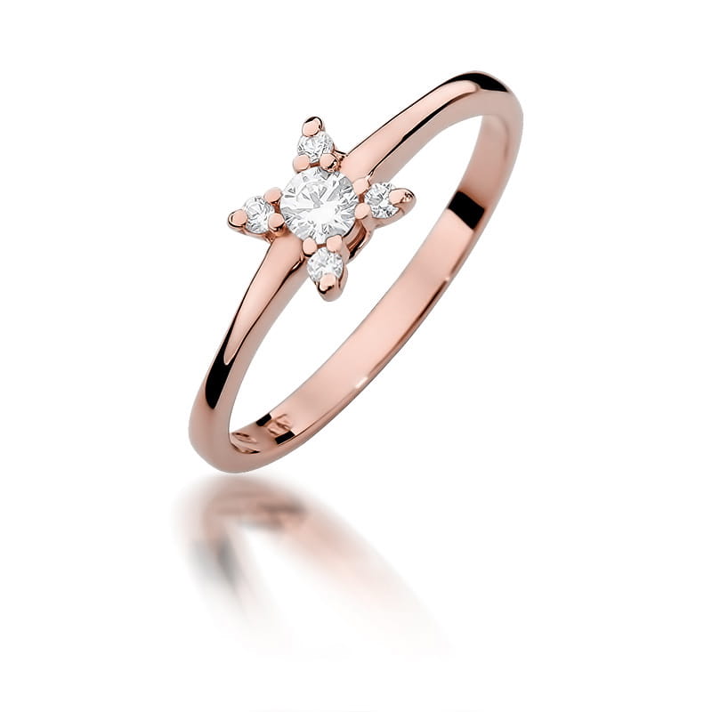 W376 Diamantový prsteň 0.13ct ružové zlato Au 585/1000 2
