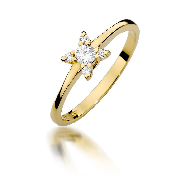 W376 Diamantový prsteň 0,13ct žlté zlato Au 585/1000 2