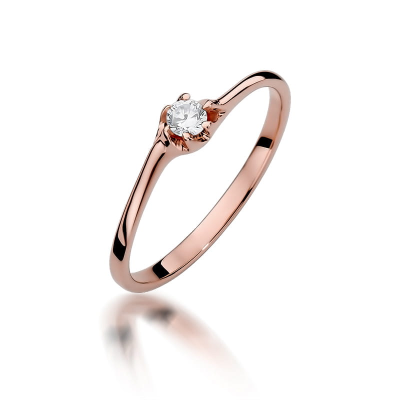 W383 Diamantový prsteň 0.09ct ružové zlato Au 585/1000 2