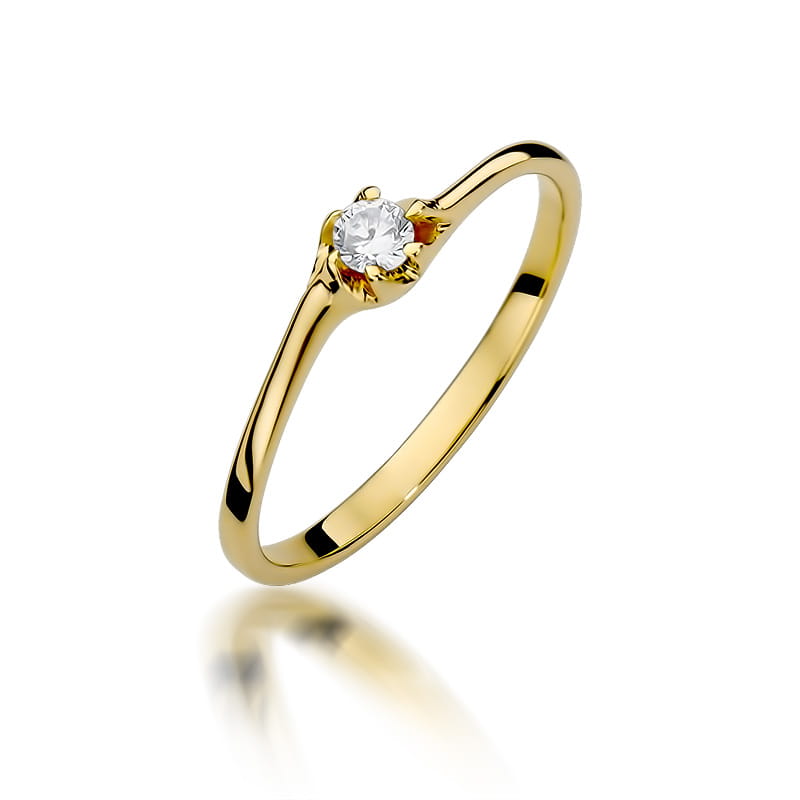 W383 Diamantový prsteň 0,09ct žlté zlato Au 585/1000 2