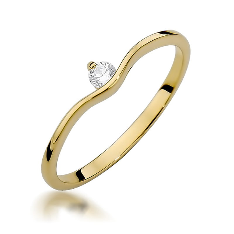 W385 Diamantový prsteň 0,09ct žlté zlato Au 585/1000 2