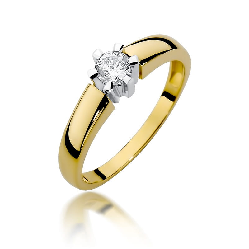 W405 Diamantový prsteň 0,23ct žlté zlato Au 585/1000 2