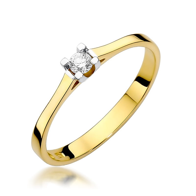 W407 Diamantový prsteň 0,09ct žlté zlato Au 585/1000 2