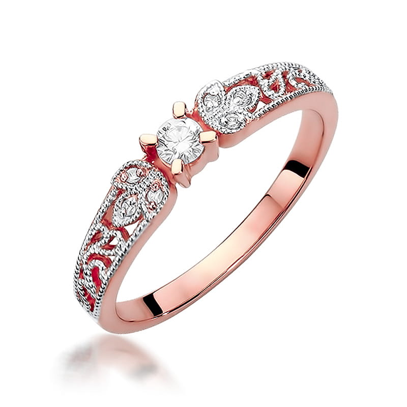 W411 Diamantový prsteň 0,10ct ružové zlato Au 585/1000 2