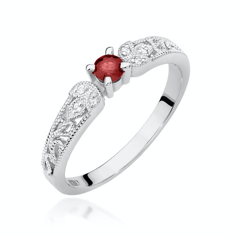 W411 Ruby prsteň 0.10ct biele zlato Au 585/1000 2