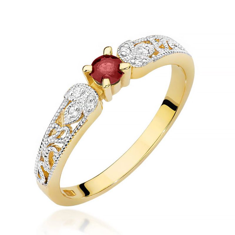 W411 Ruby prsteň 0,10ct žlté zlato Au 585/1000 2