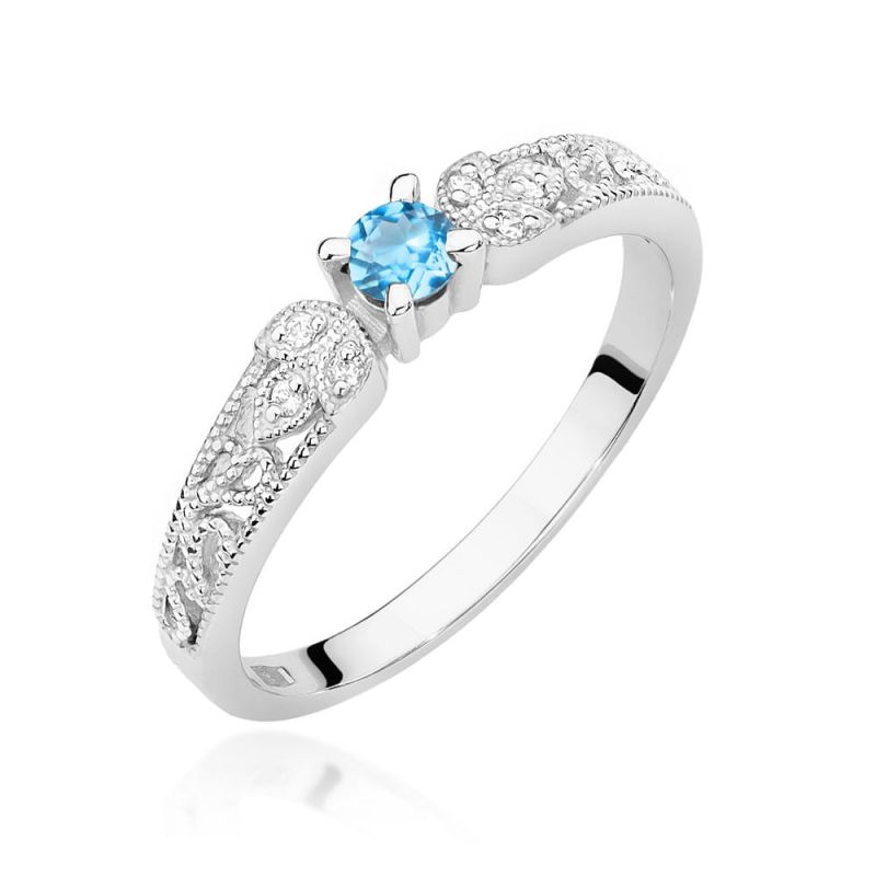 W411 Topaz prsteň 0,15ct biele zlato Au 585/1000 2