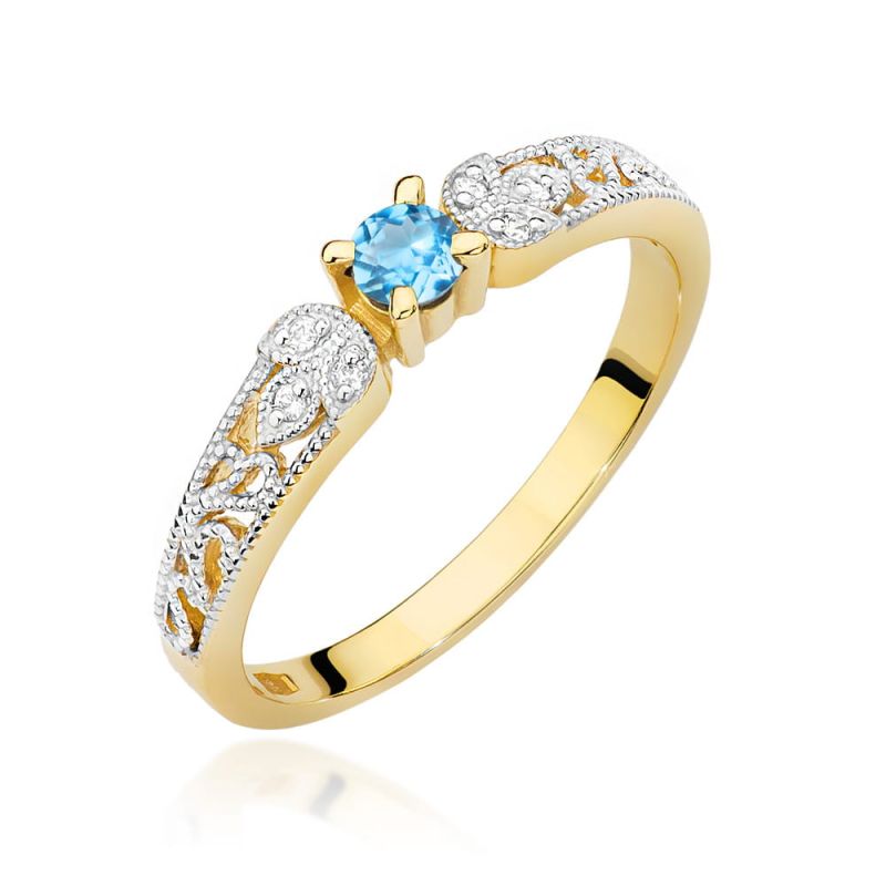 W411 Topaz prsteň 0,15ct žlté zlato Au 585/1000 2