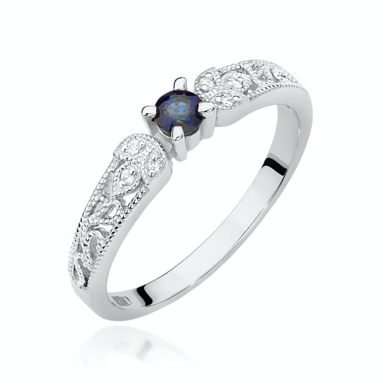 W411 Zafírový prsteň 0,10ct biele zlato Au 585/1000 2