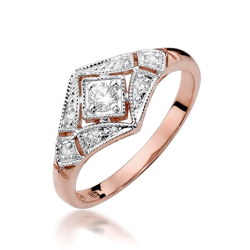 W412 Diamantový prsteň 0,10ct ružové zlato Au 585/1000 2
