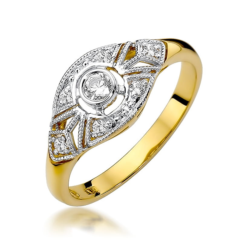W413 Diamantový prsteň 0,10ct žlté zlato Au 585/1000 2
