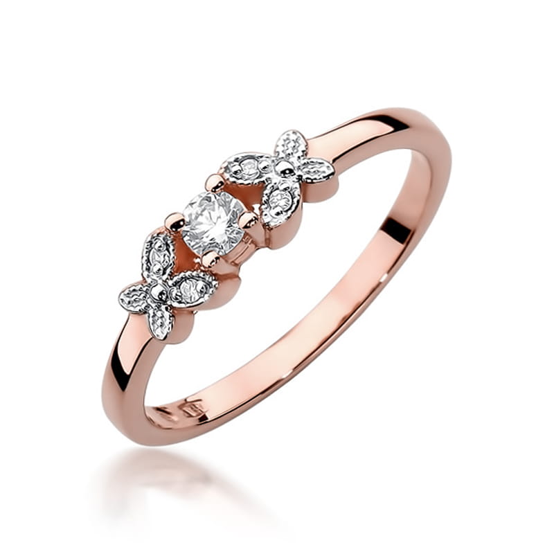 W414 Diamantový prsteň 0,10ct ružové zlato Au 585/1000 2