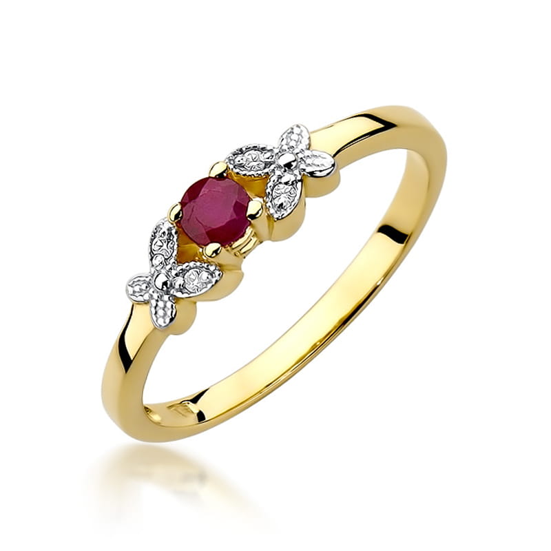 W414 Ruby prsteň 0,15ct žlté zlato Au 585/1000 2