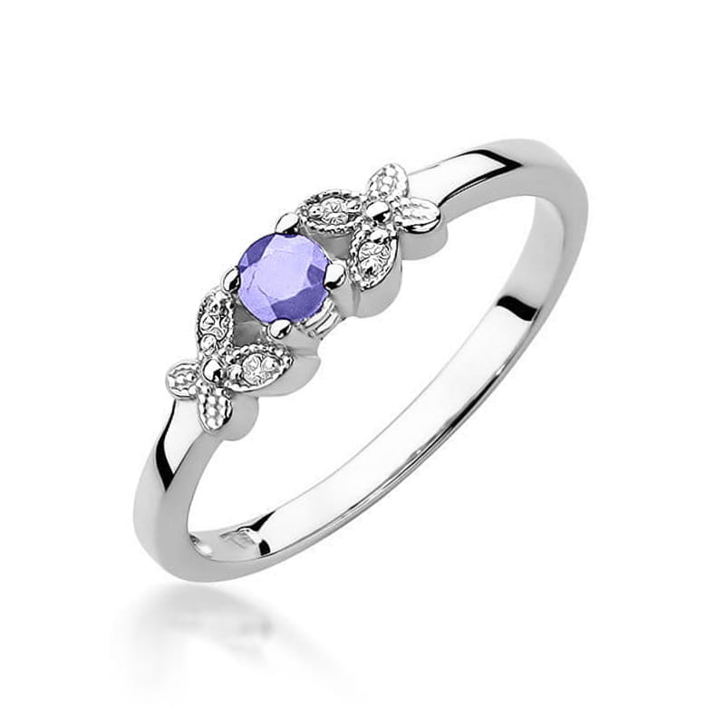 W414 Tanzanitový prsteň 0,15ct biele zlato Au 585/1000 2