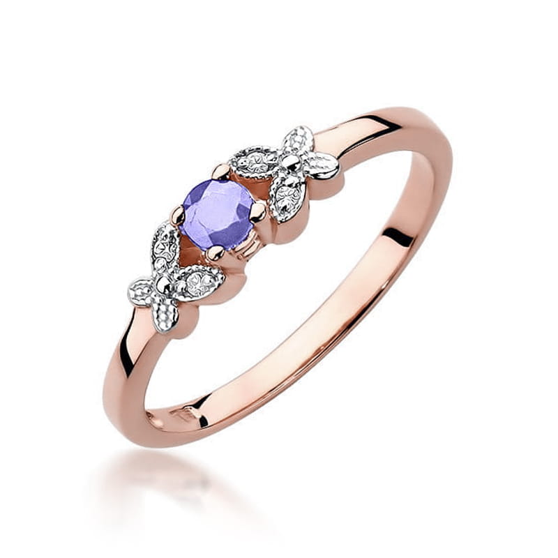 W414 Tanzanitový prsteň 0,15ct ružové zlato Au 585/1000 2