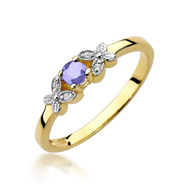 W414 Tanzanitový prsteň 0,15ct žlté zlato Au 585/1000 2