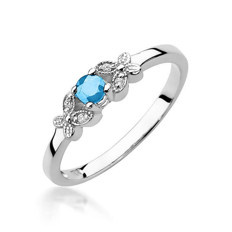 W414 Topaz prsteň 0,15ct biele zlato Au 585/1000 2