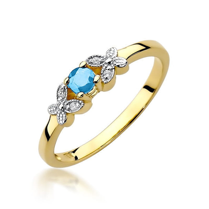 W414 Topaz prsteň 0,15ct žlté zlato Au 585/1000 2