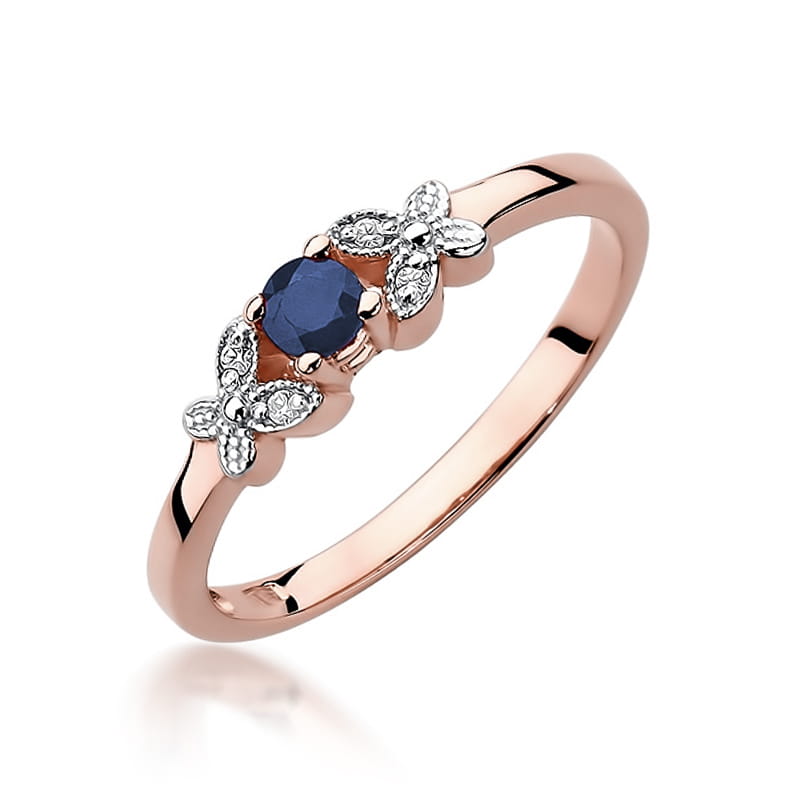 W414 Zafírový prsteň 0,15ct ružové zlato Au 585/1000 2