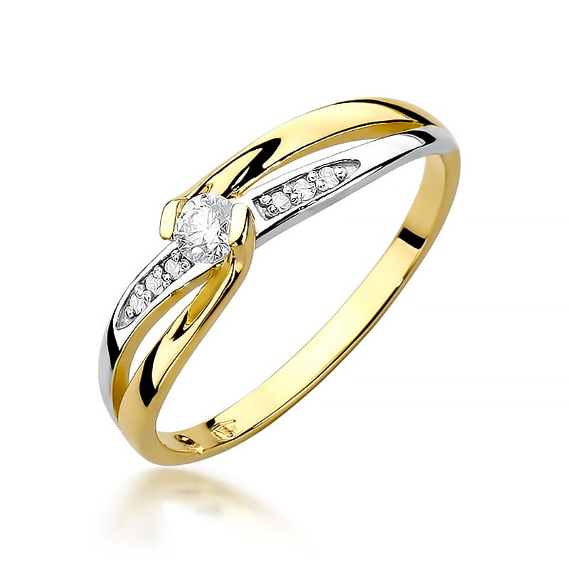 W415 Diamantový prsteň 0,10ct žlté zlato Au 585/1000 2