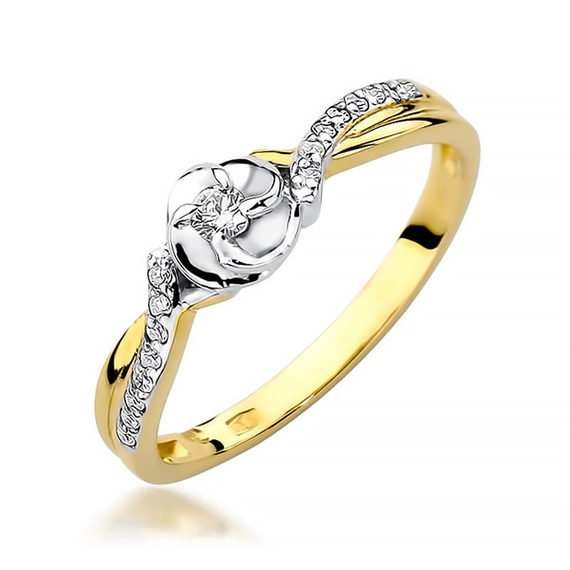 W420 Diamantový prsteň 0,04ct žlté zlato Au 585/1000 2