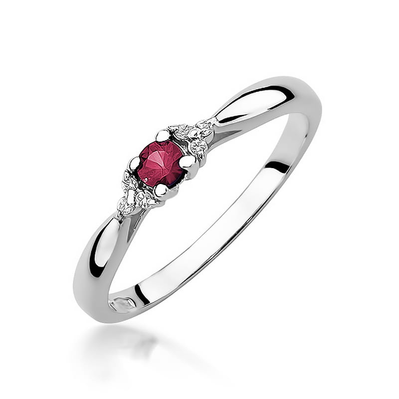 W428 Ruby prsteň 0.15ct biele zlato Au 585/1000 2