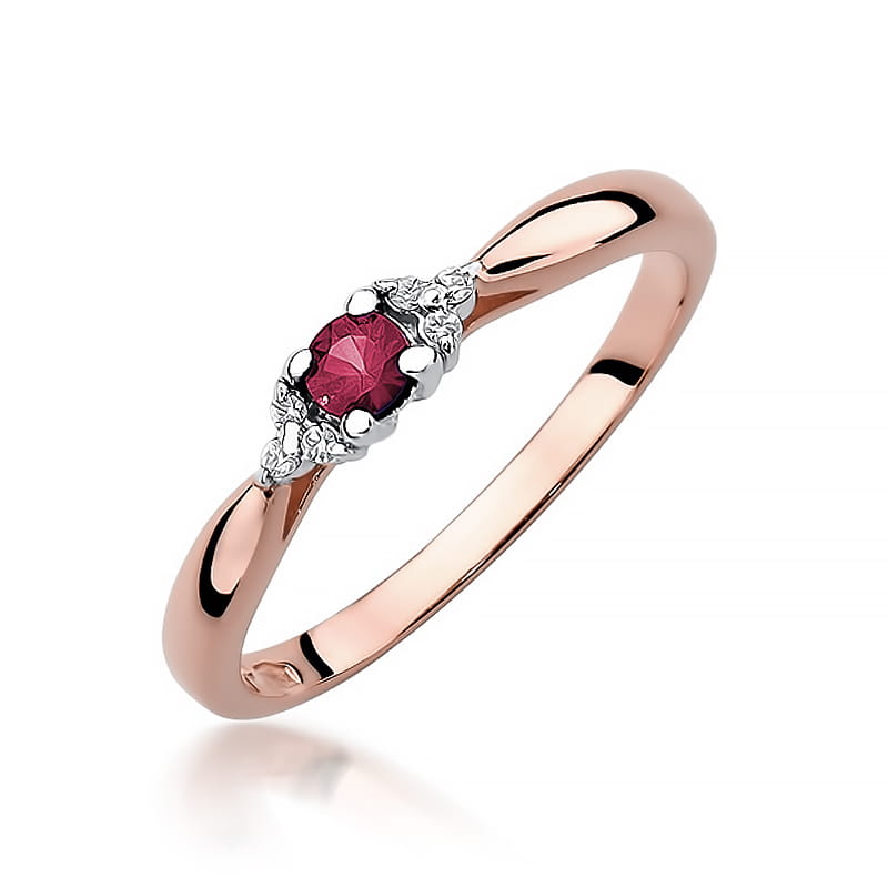 W428 Ruby prsteň 0.15ct ružové zlato Au 585/1000 2