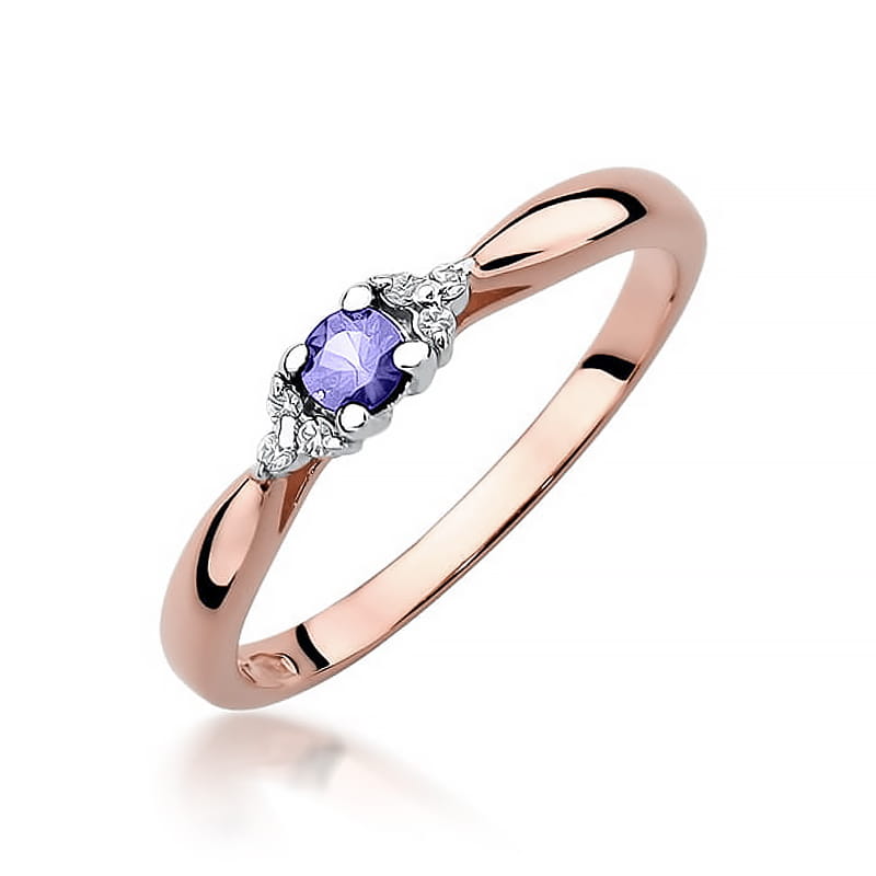 W428 Tanzanitový prsteň 0,15ct ružové zlato Au 585/1000 2