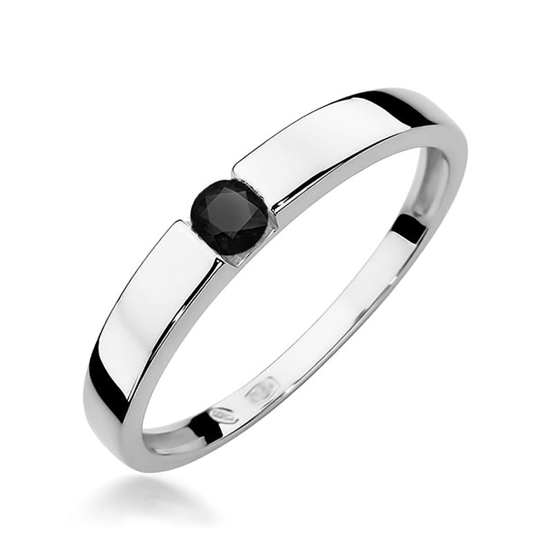 W432 Prsteň Black Diamond 0.12ct biele zlato Au 585/1000 2