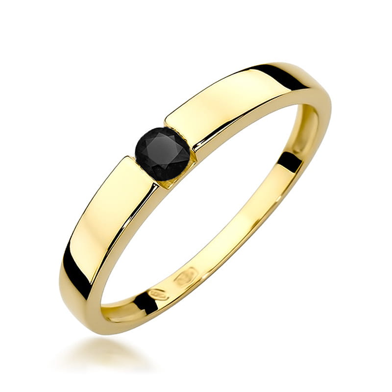 W432 Prsteň Black Diamond 0.12ct žlté zlato Au 585/1000 2