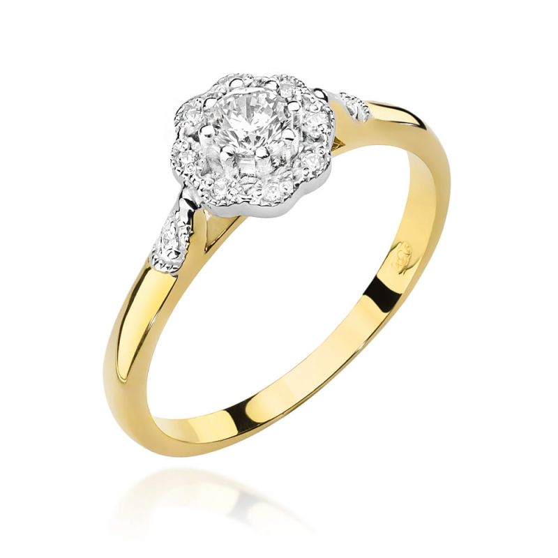 W434 Diamantový prsteň 0,23ct žlté zlato Au 585/1000 2