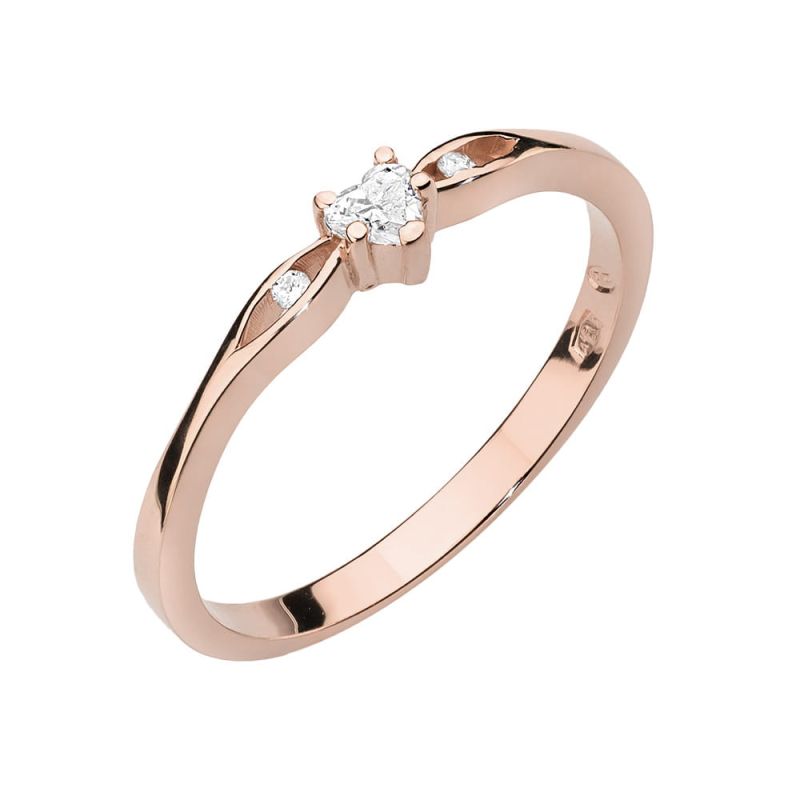 W445 Diamantový prsteň 0,10ct ružové zlato Au 585/1000 2
