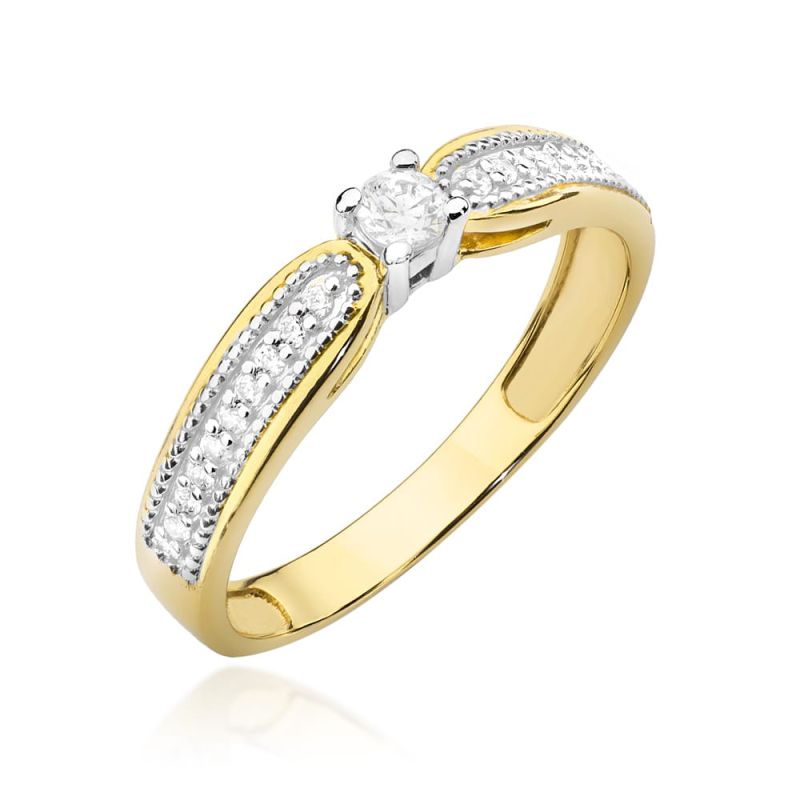 W449 Diamantový prsteň 0,08ct žlté zlato Au 585/1000 2