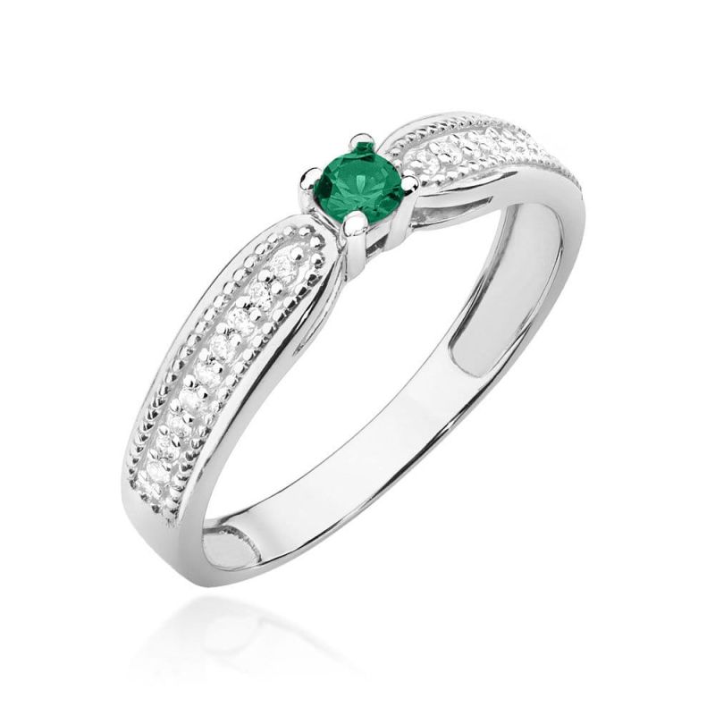 W449 Smaragdový prsteň 0,15ct biele zlato Au 585/1000 2