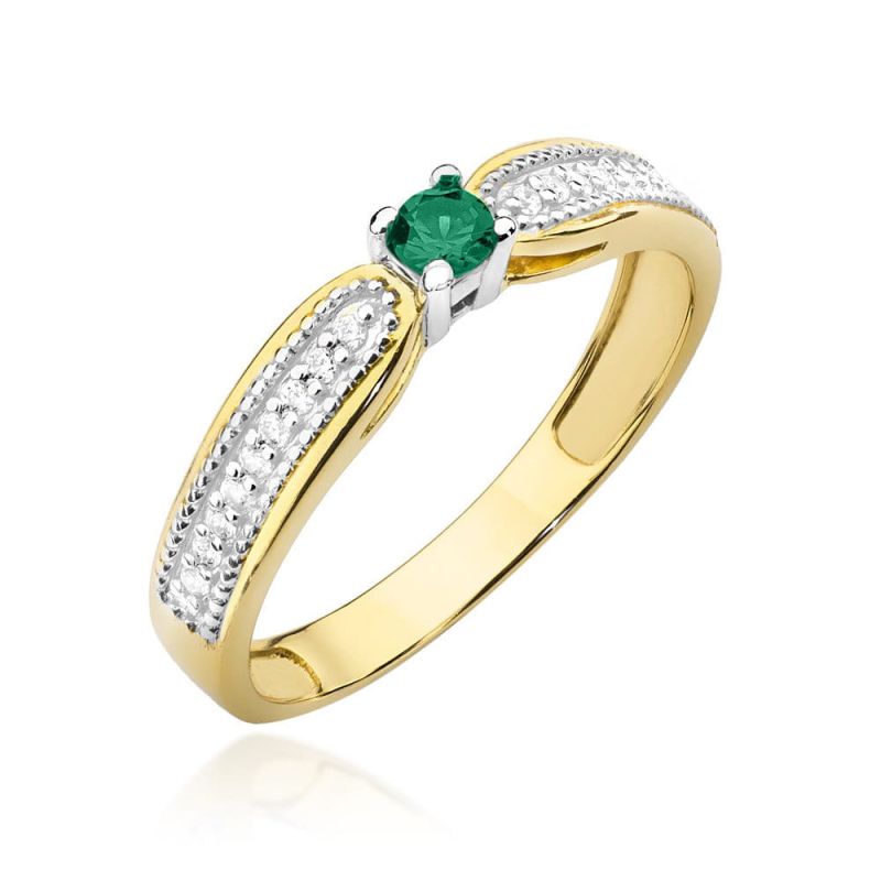 W449 Smaragdový prsteň 0,15ct žlté zlato Au 585/1000 2