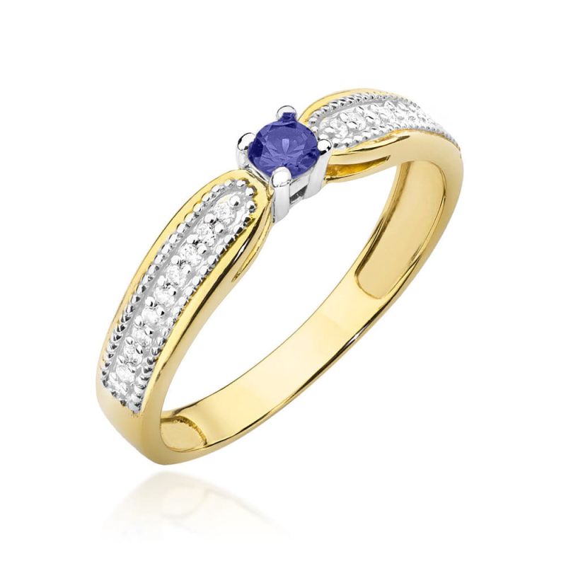 W449 Tanzanitový prsteň 0,15ct žlté zlato Au 585/1000 2