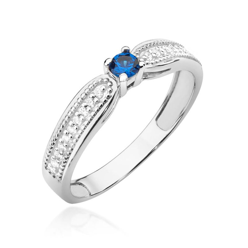 W449 Zafírový prsteň 0,15ct biele zlato Au 585/1000 2