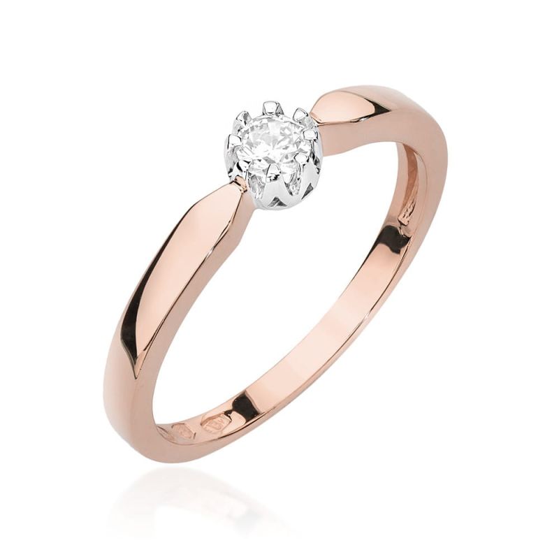 W450B Diamantový prsteň 0,15ct ružové zlato Au 585/1000 2