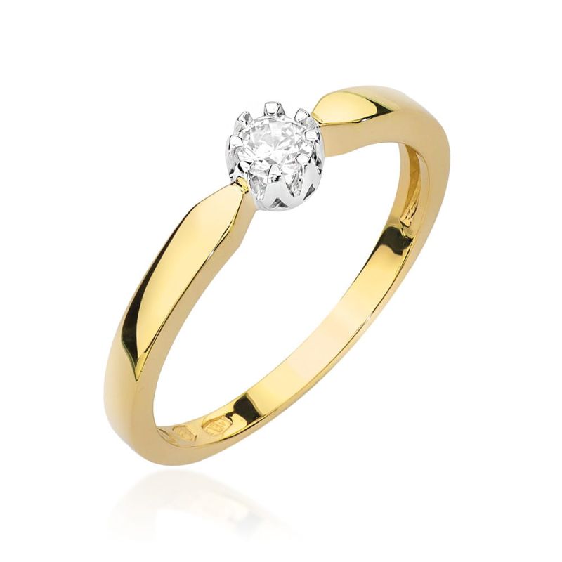 W450B Diamantový prsteň 0,15ct žlté zlato Au 585/1000 2