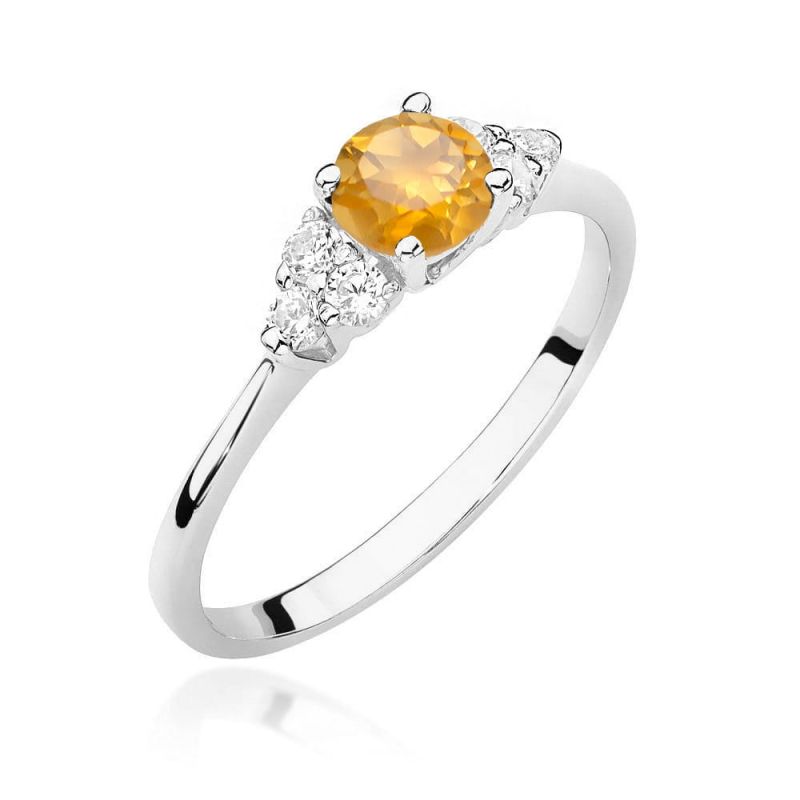 W451 Citrínový prsteň 0,50ct biele zlato Au 585/1000 2