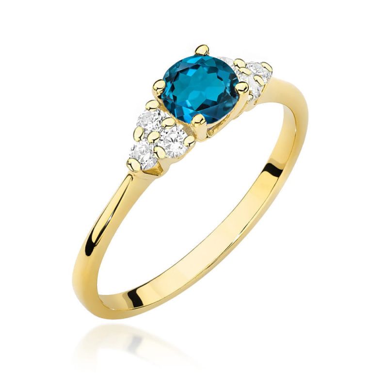 W451 Topaz London Modrý prsteň 0,50ct žlté zlato Au 585/1000 2