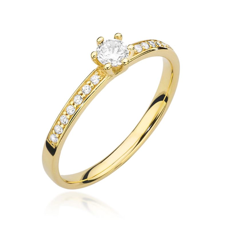 W459 Diamantový prsteň 0,10ct žlté zlato Au 585/1000 2