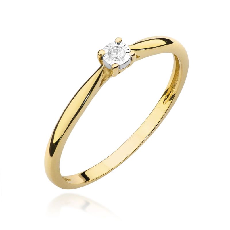 W461 Diamantový prsteň 0.01ct žlté zlato Au 585/1000 2