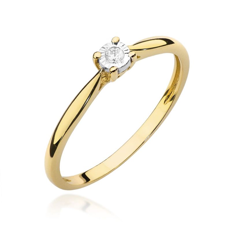 W461 Diamantový prsteň 0,03ct žlté zlato Au 585/1000 2