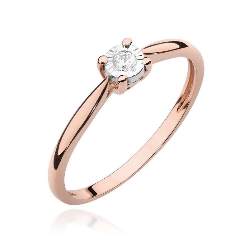 W461 Diamantový prsteň 0,08ct ružové zlato Au 585/1000 2