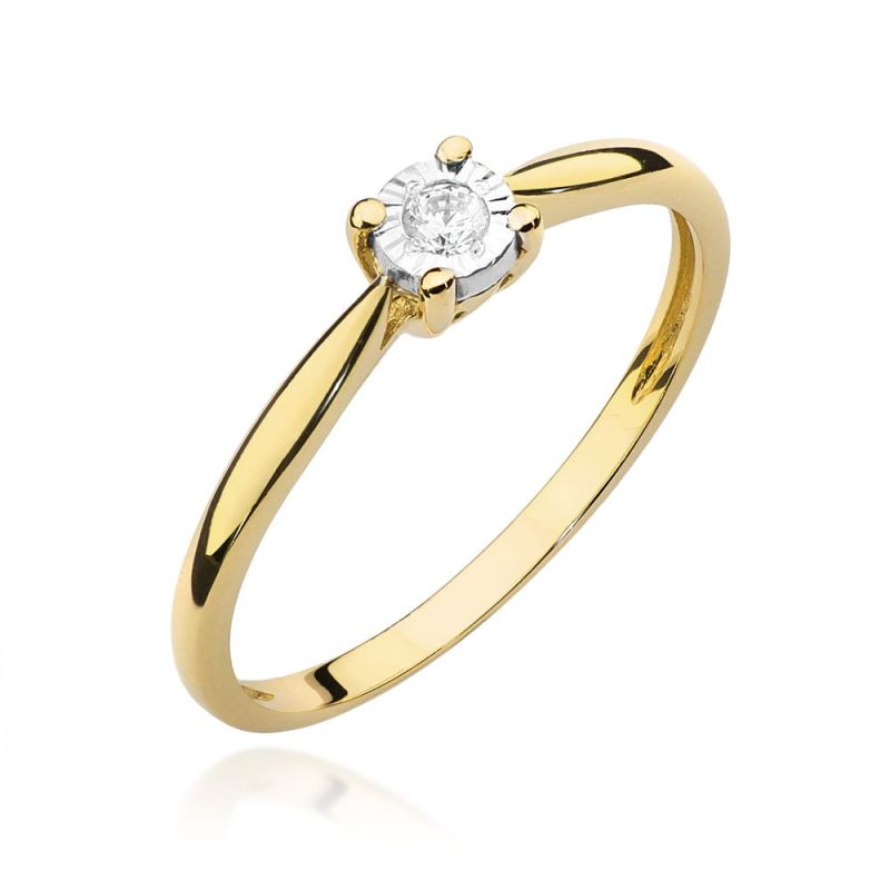 W461 Diamantový prsteň 0,08ct žlté zlato Au 585/1000 2