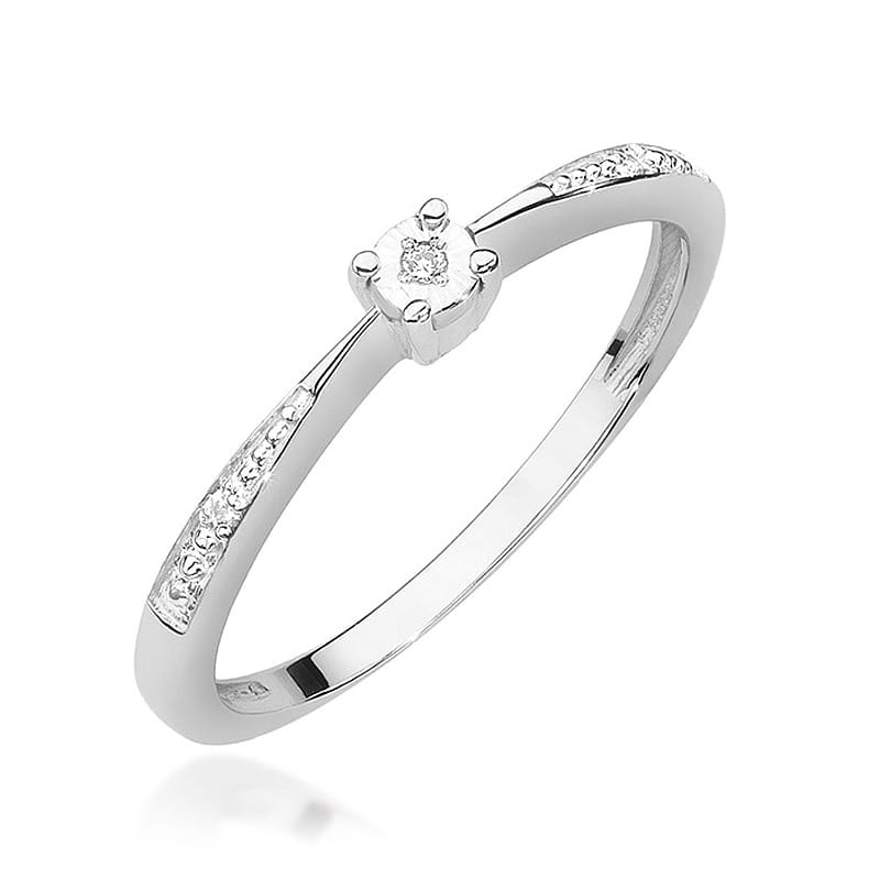 W465 Diamantový prsteň 0.01ct biele zlato Au 585/1000 2